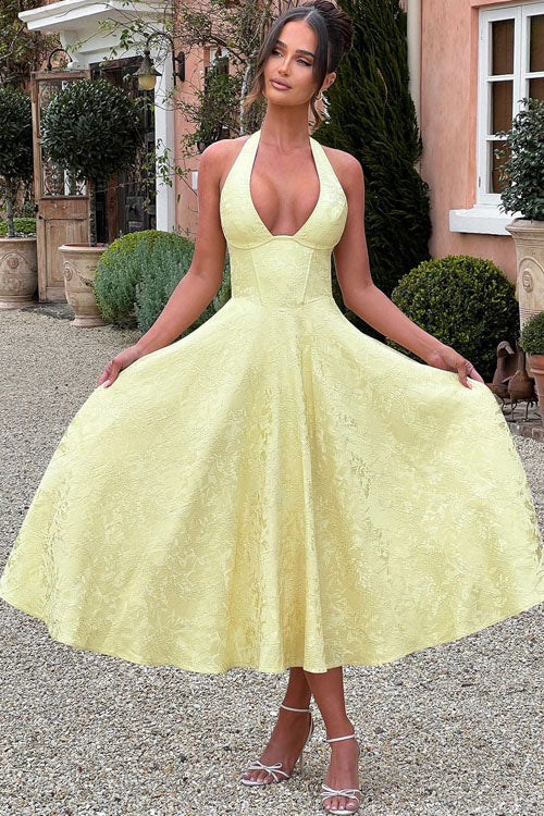Esmeralda | Dames Elegante A-lijn Midi Halter Bruiloftsjurk