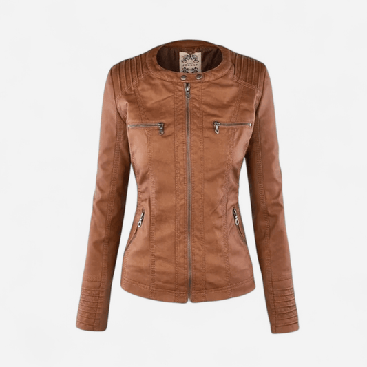 Nova | Dames Stijlvolle Leren Jas met Capuchon