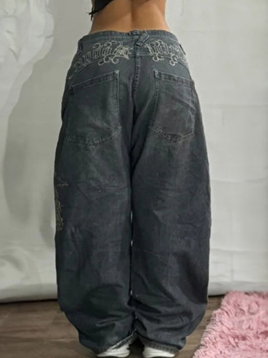 Lieke | Dames Zwarte Wijde Boyfriend Jeans