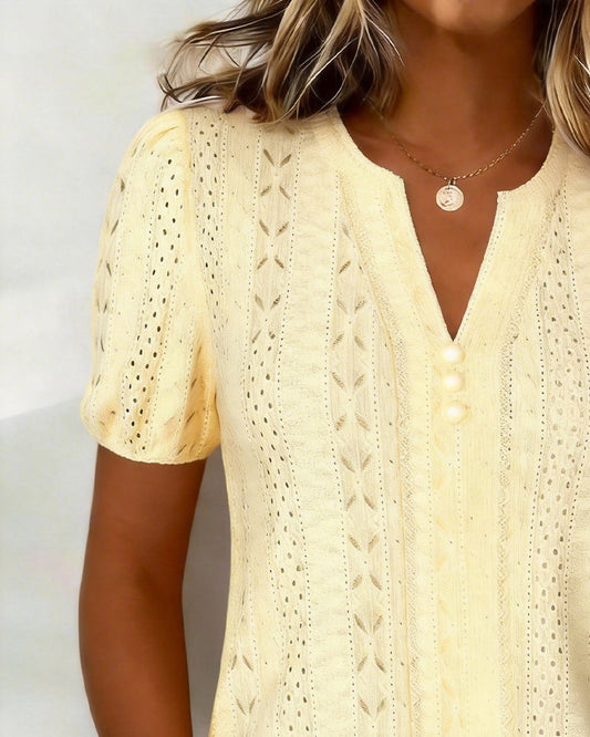 Isa | Dames Elegante Pofmouw V-hals Blouse