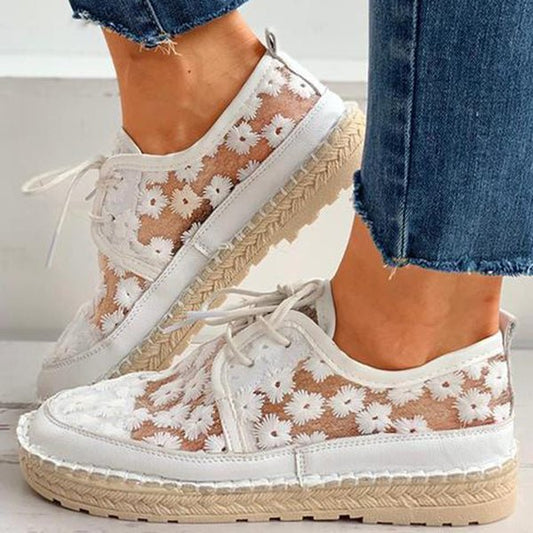 Emma | Dames Bloemen Mesh Kanten Sneakers