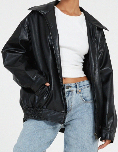 Vera | Dames Vintage Oversized Leren Jas