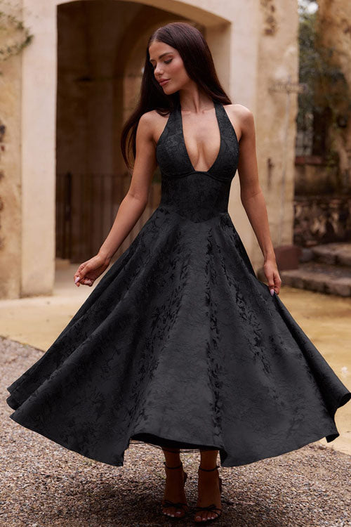 Esmeralda | Dames Elegante A-lijn Midi Halter Bruiloftsjurk