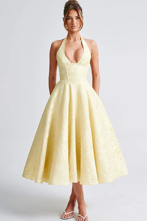 Esmeralda | Dames Elegante A-lijn Midi Halter Bruiloftsjurk