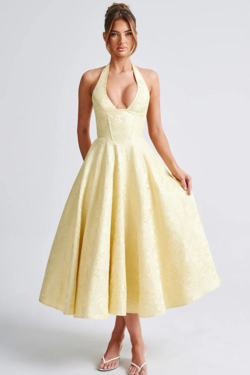 Esmeralda | Dames Elegante A-lijn Midi Halter Bruiloftsjurk