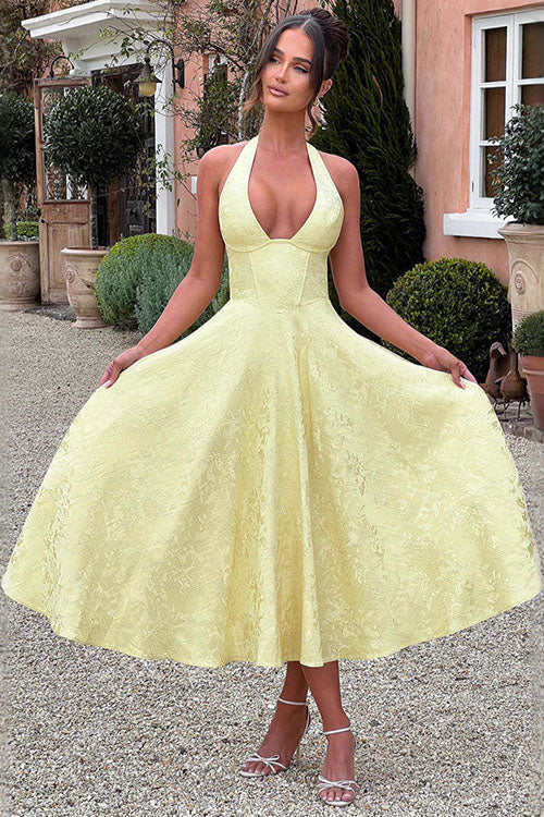 Esmeralda | Dames Elegante A-lijn Midi Halter Bruiloftsjurk