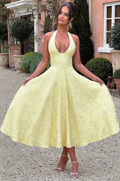 Esmeralda | Dames Elegante A-lijn Midi Halter Bruiloftsjurk