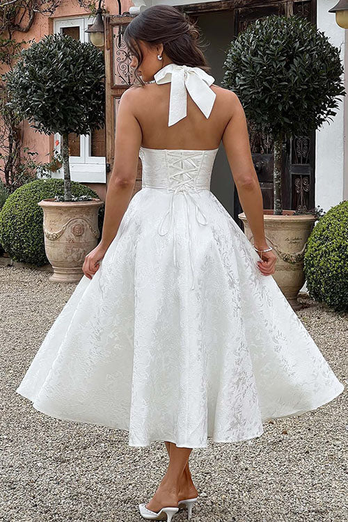 Esmeralda | Dames Elegante A-lijn Midi Halter Bruiloftsjurk