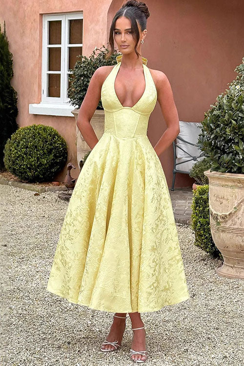 Esmeralda | Dames Elegante A-lijn Midi Halter Bruiloftsjurk