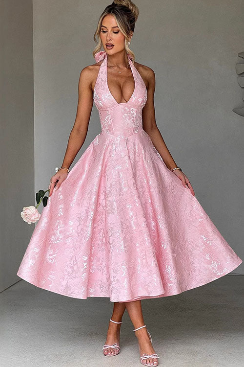 Esmeralda | Dames Elegante A-lijn Midi Halter Bruiloftsjurk
