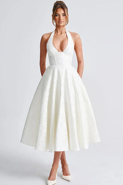 Esmeralda | Dames Elegante A-lijn Midi Halter Bruiloftsjurk