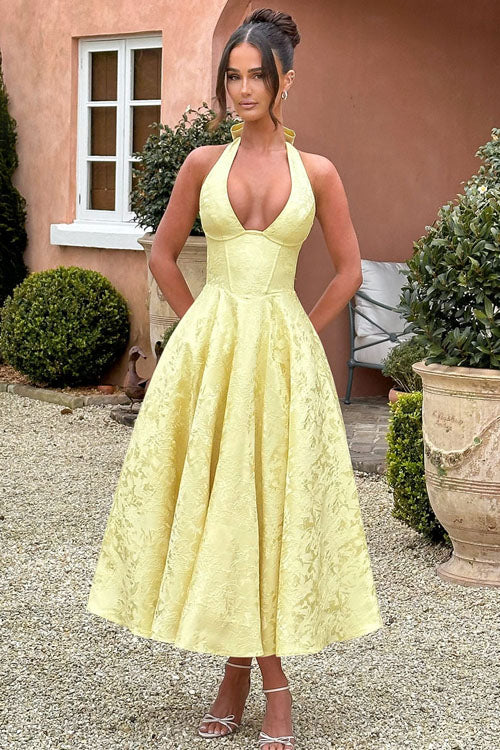 Esmeralda | Dames Elegante A-lijn Midi Halter Bruiloftsjurk