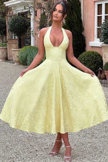 Esmeralda | Dames Elegante A-lijn Midi Halter Bruiloftsjurk