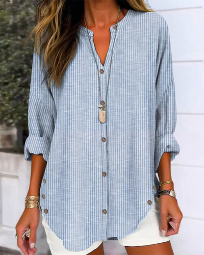 Tygo | Dames Gestreepte Casual Lange Mouwen Blouse
