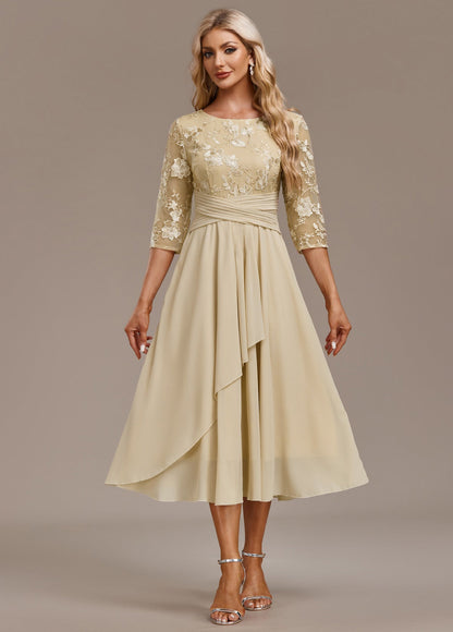 Cassidy | Dames Geborduurde Chiffon Midi Jurk