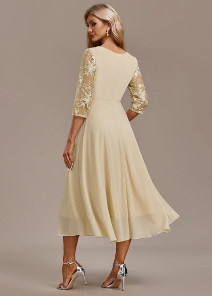 Cassidy | Dames Geborduurde Chiffon Midi Jurk
