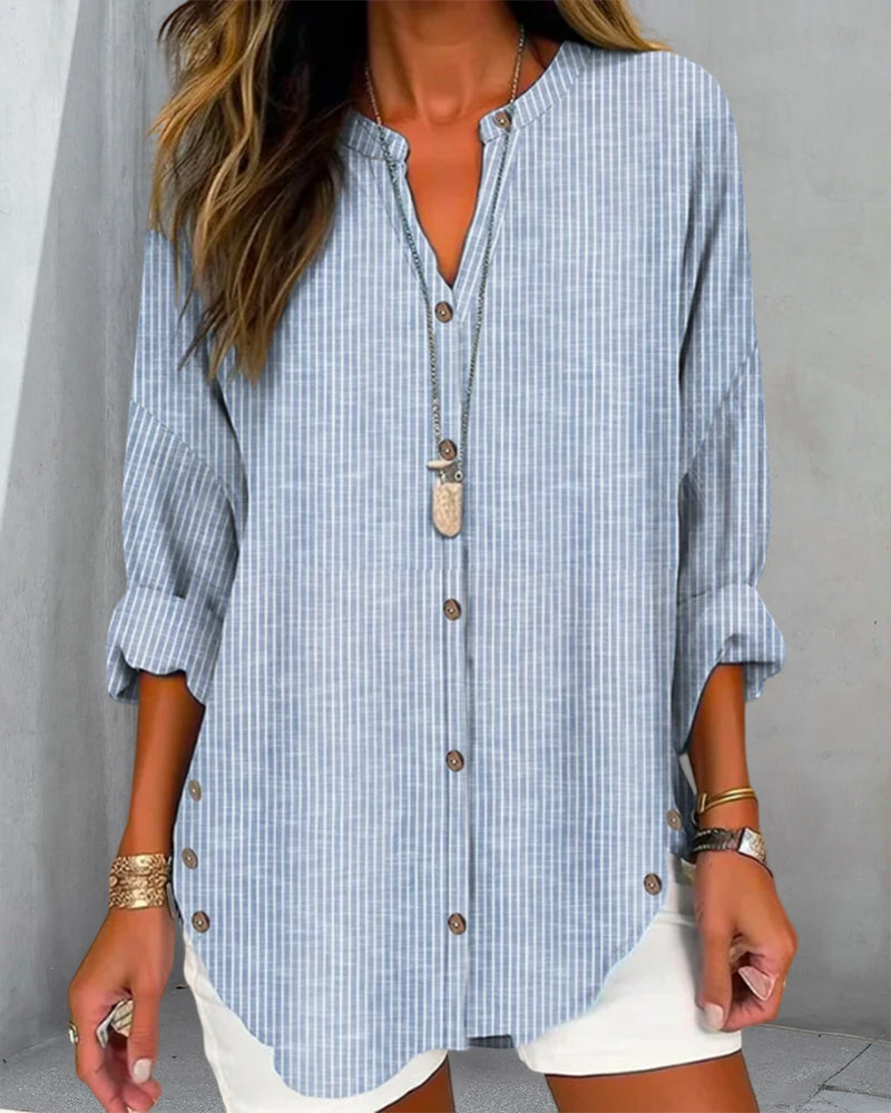 Tygo | Dames Gestreepte Casual Lange Mouwen Blouse
