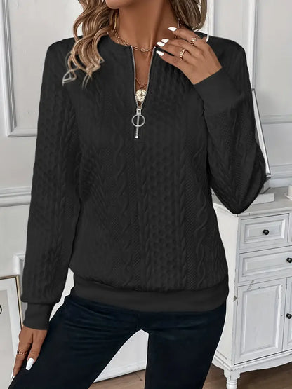 Suze | Dames Casual Geribbelde Rits Trui