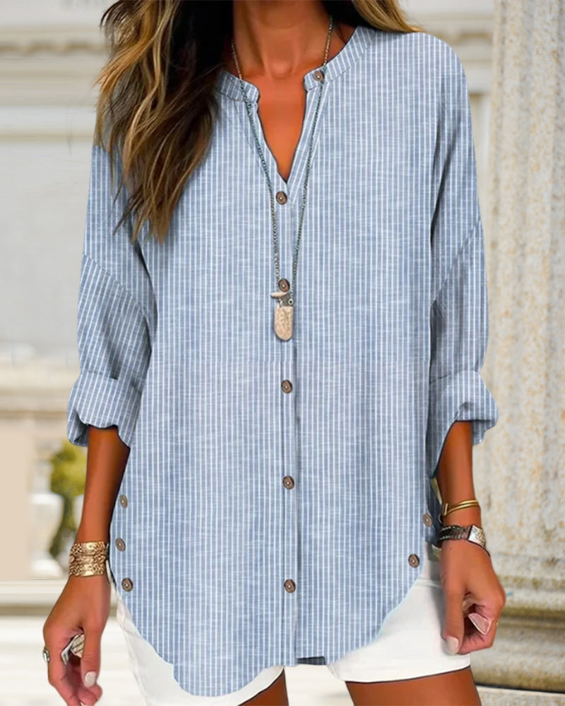 Tygo | Dames Gestreepte Casual Lange Mouwen Blouse