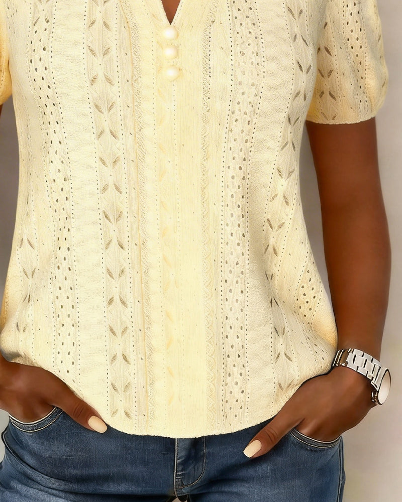 Isa | Dames Elegante Pofmouw V-hals Blouse