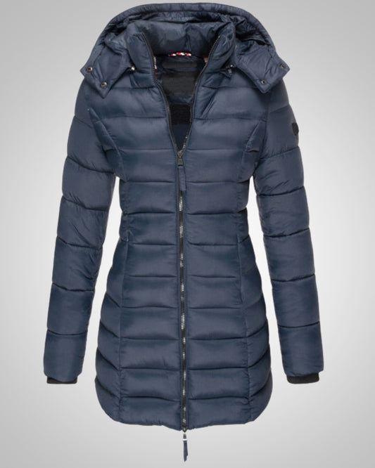 Valeria | Dames Lange Capuchon Donsjas