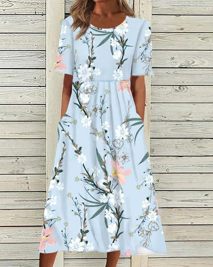 Hallie | Dames Bedrukte Bloemen Midi-jurk
