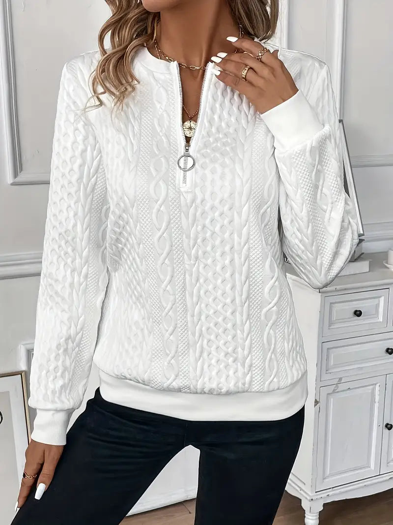 Suze | Dames Casual Geribbelde Rits Trui