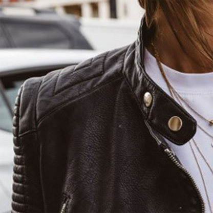 Sara | Dames Stoer Leren Bikerjack