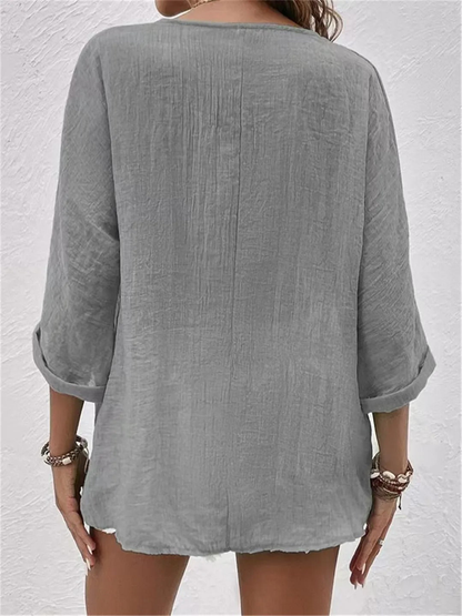 Emma | Dames Casual V-hals Knoopblouse