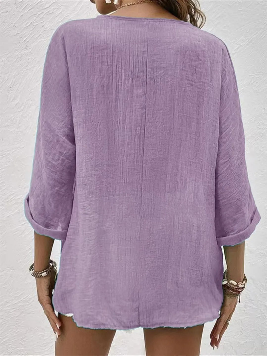 Emma | Dames Casual V-hals Knoopblouse