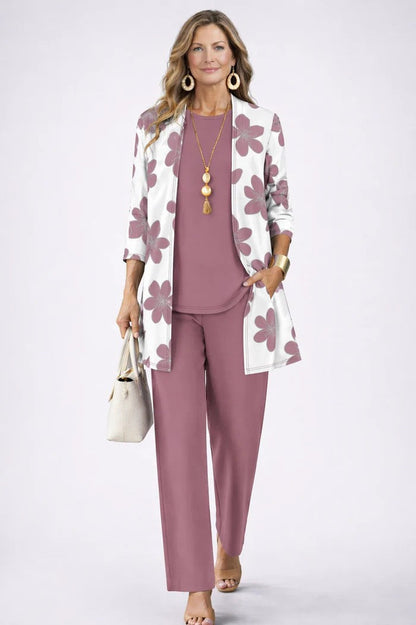 Aline | Dames Elegante Driedelige Bedrukte Vestset