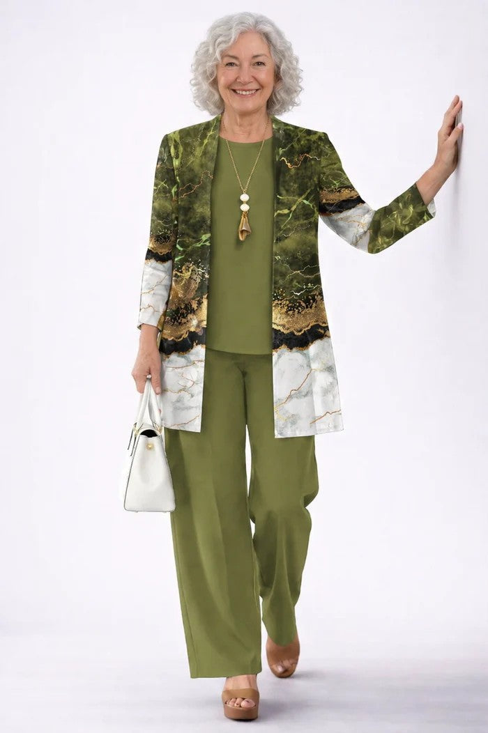 Aline | Dames Elegante Driedelige Bedrukte Vestset