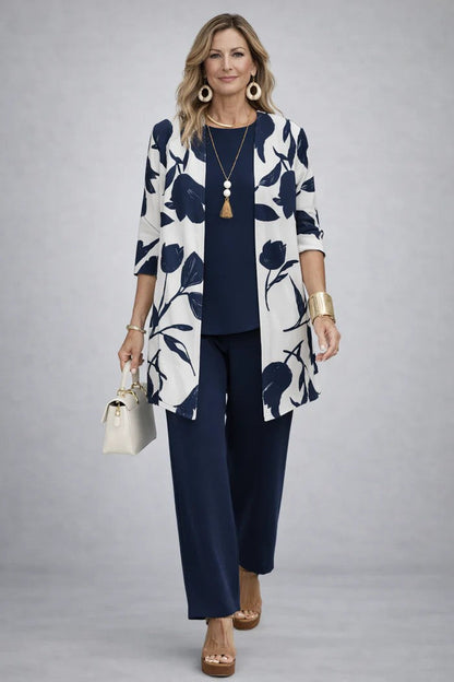 Aline | Dames Elegante Driedelige Bedrukte Vestset