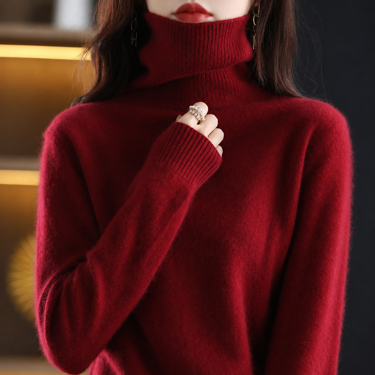 Kiki | Dames Geribbelde Gebreide High Neck Trui