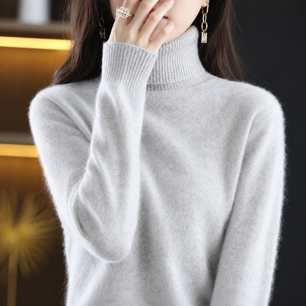 Kiki | Dames Geribbelde Gebreide High Neck Trui