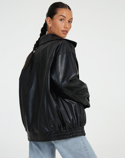 Vera | Dames Vintage Oversized Leren Jas