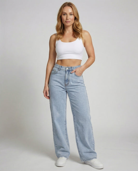 Marit | Dames Vintage Wijde Hoge Taille Jeans
