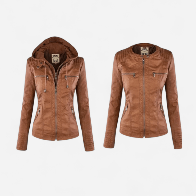 Nova | Dames Stijlvolle Leren Jas met Capuchon