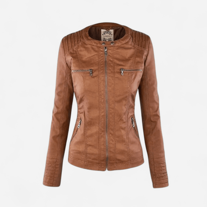 Nova | Dames Stijlvolle Leren Jas met Capuchon