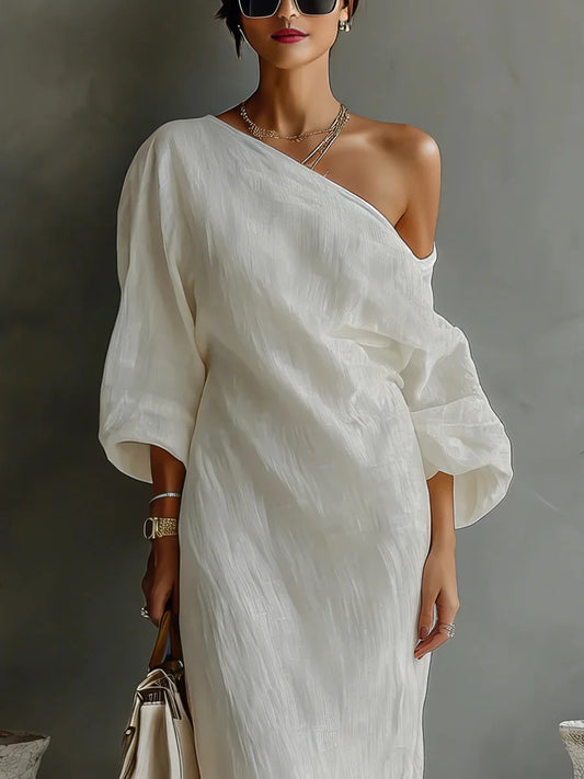 Fenna | Dames Asymmetrische Losse One-Shoulder Jurk