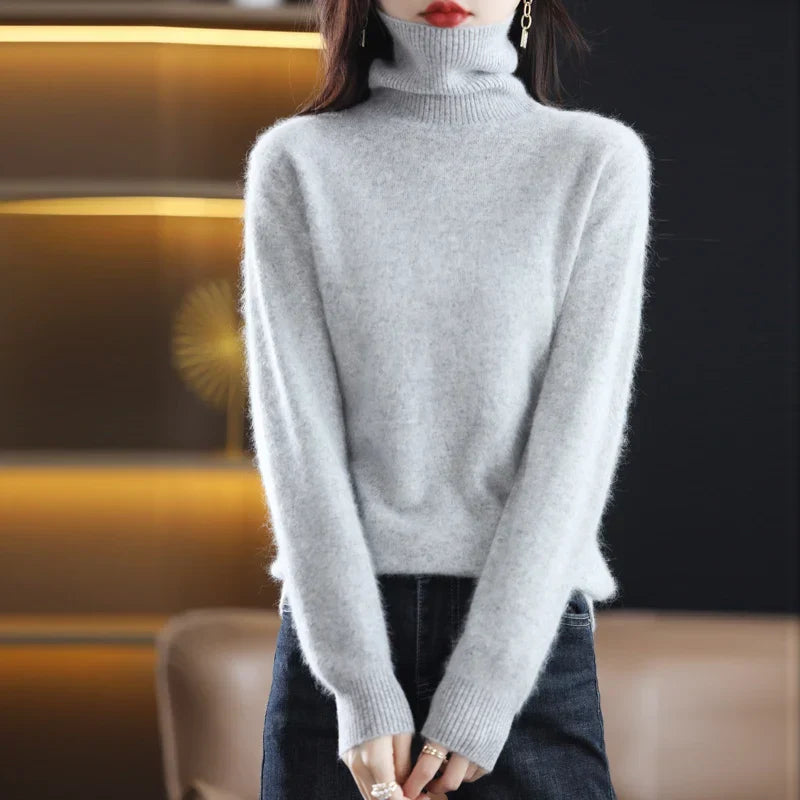 Kiki | Dames Geribbelde Gebreide High Neck Trui