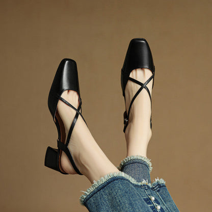Naomi | Dames Casual Leren Blok Hakken