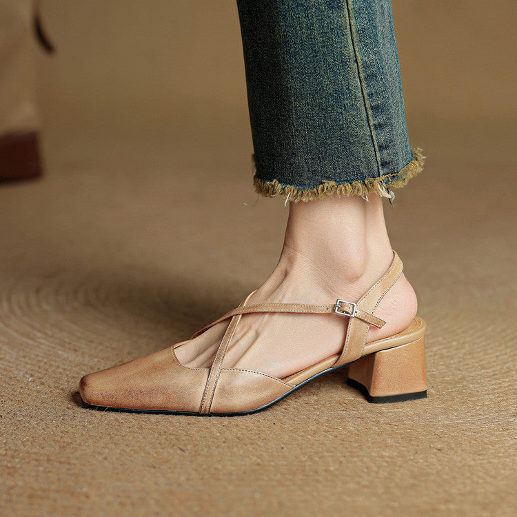 Naomi | Dames Casual Leren Blok Hakken