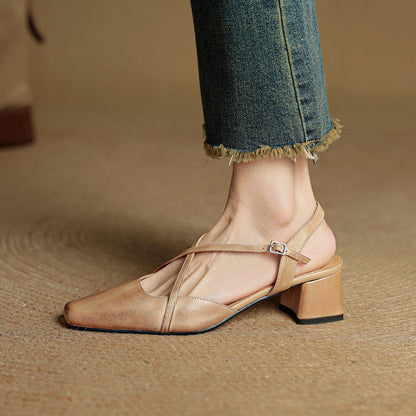 Naomi | Dames Casual Leren Blok Hakken