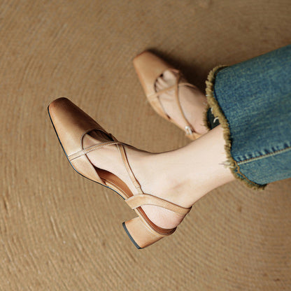 Naomi | Dames Casual Leren Blok Hakken