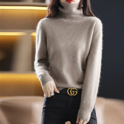 Kiki | Dames Geribbelde Gebreide High Neck Trui