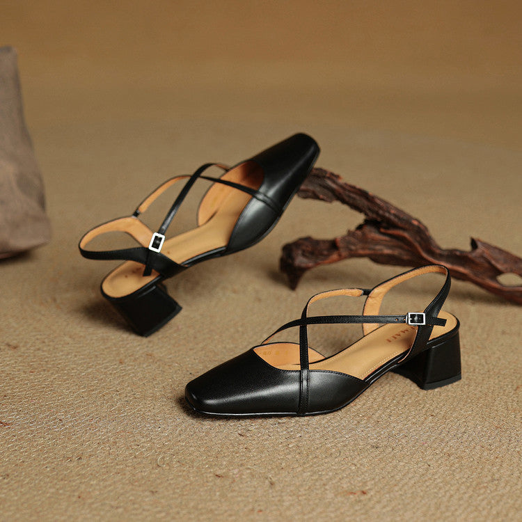 Naomi | Dames Casual Leren Blok Hakken