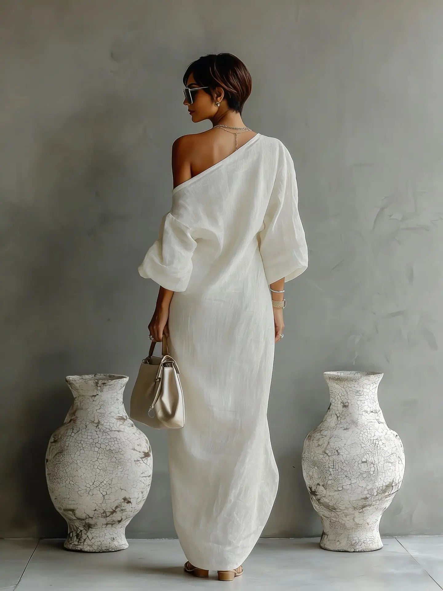 Fenna | Dames Asymmetrische Losse One-Shoulder Jurk