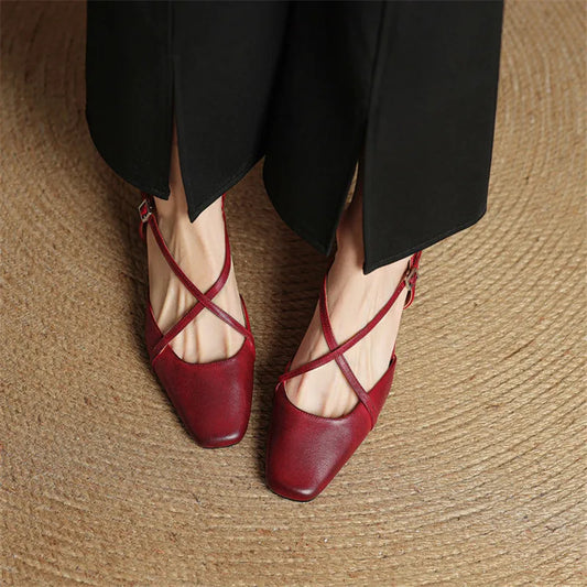Naomi | Dames Casual Leren Blok Hakken