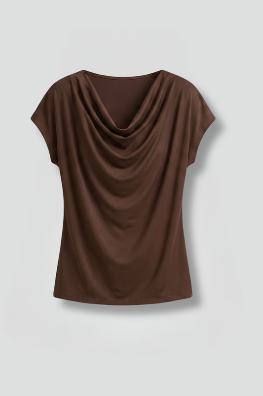 Jolijn | Dames Gedrapeerde Korte Mouw Halsblouse